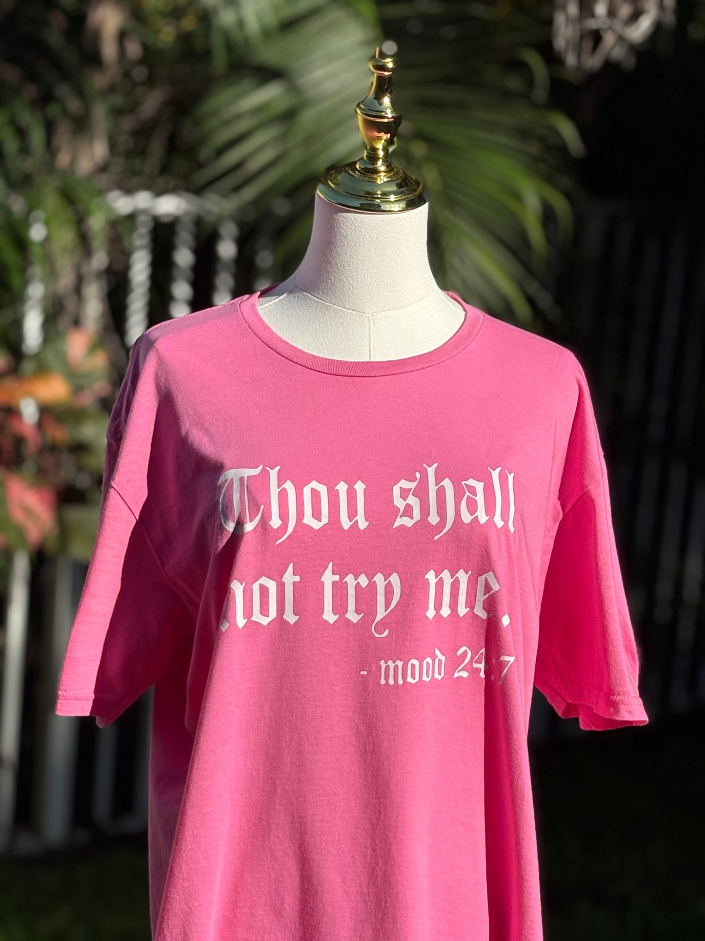 Bold Statement Pink Tee – “Thou Shall Not Try Me”